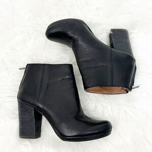 Madewell Size 6 Black Leather Round Toe Zip Up Heeled Boots